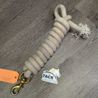 Hvy Cotton Lead Rope *gc, clean?, dingy, stained, torn frayed end, tape, mnr dirt, snags
