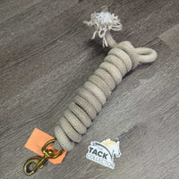Hvy Cotton Lead Rope *gc, clean?, dingy, stained, torn frayed end, tape, mnr dirt, snags
