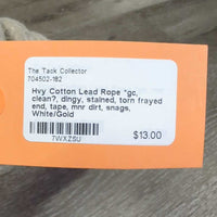 Hvy Cotton Lead Rope *gc, clean?, dingy, stained, torn frayed end, tape, mnr dirt, snags
