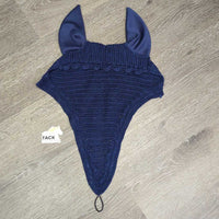Long Crochet Fly Veil Ear Bonnet, Noseband Elastic, 2x bead bling *vgc, clean, Missing & Wavy beads

