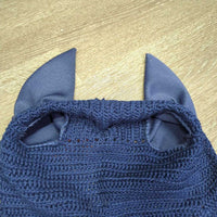 Long Crochet Fly Veil Ear Bonnet, Noseband Elastic, 2x bead bling *vgc, clean, Missing & Wavy beads
