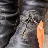 Field Boots, Zips, Full Wood Forms, Ariat Green Boot Bag *gc, dirty, sticky, gunky, creases, broken laces, unstitched & thin edges, v.puckered lining
