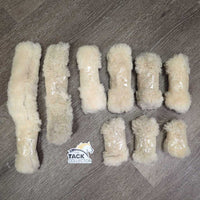 9 pcs Sheepskin Shipping Halter Fuzzies, bag *xc/vgc/gc, clean, clumpy, v.mnr stains

