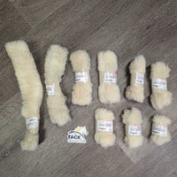 9 pcs Sheepskin Shipping Halter Fuzzies, bag *xc/vgc/gc, clean, clumpy, v.mnr stains
