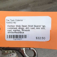 Cotton Web Open Stall Guard *gc, v.stained, dingy, dirt, rust, mnr cut, rust, marker, threads
