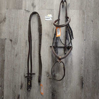 FS Rsd Padded Monocrown Bridle, Slide On Flash, Cotton Web Reins *vgc, clean, mnr scuffs, rubs & scratches, older?
