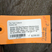 FS Rsd Padded Monocrown Bridle, Slide On Flash, Cotton Web Reins *vgc, clean, mnr scuffs, rubs & scratches, older?
