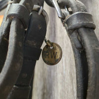 Monocrown Hunter Bridle, Flash *gc, dirty, gunky/sticky residue, loose hooks, Flash: chewed/stiff & missing keeper, older?
