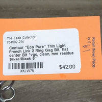 "Eco Pure" Thin Light French Link 2 Ring Gag Bit, flat center Bit *vgc, clean, mnr residue
