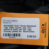 "Icon" Groom Backpack *vgc, clean, scuffs, rubs, torn seams & mesh, mnr hair, rubs, threads, peeled lthr
