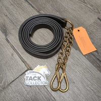 Show Ring: FS 73" Leather Lead Shank, 2x 9" Brass Chains & Snaps *xc/like new, clean, creases
