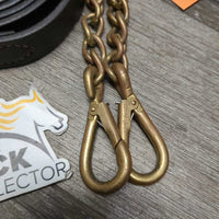 Show Ring: FS 73" Leather Lead Shank, 2x 9" Brass Chains & Snaps *xc/like new, clean, creases
