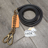 Show Ring: FS 73" Leather Lead Shank, 2x 9" Brass Chains & Snaps *xc/like new, clean, creases
