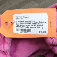 Thick Cotton & Hvy Fleece Lined Saddle Cover *gc, clean, older, faded, marker, stains, threads, clumpy
