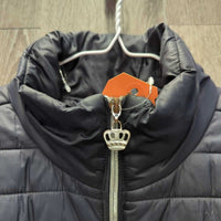 Light Puffy Vest, High Collar, Zipper *gc, edge & collar rubs, mnr faded pits
