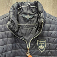 Light Puffy Vest, High Collar, Zipper *gc, edge & collar rubs, mnr faded pits
