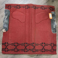 Wool Wst Saddle Pad, Front Shims *gc, clean, stains, wavy & hairy underside, hairy, rubs, residue/film, older
