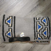 Thick Wool Wst Saddle Pad *gc, v.thick hairy clumps, leather: v.gunky, stains, rubs, snags, frays, dingy
