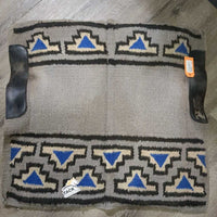 Thick Wool Wst Saddle Pad *gc, v.thick hairy clumps, leather: v.gunky, stains, rubs, snags, frays, dingy
