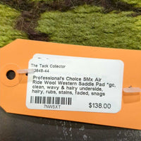 Wool Western Saddle Pad *gc, clean, wavy & hairy underside, hairy, rubs, stains, faded, snags
