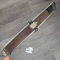 Nylon Web Cinch, Thin Felt Velcro Liner, 2x D Rings *gc/fair, clean, older, rubs, hairy, faded, rubs, pills, stains, frays
