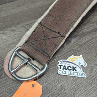 Nylon Web Cinch, Thin Felt Velcro Liner, 2x D Rings *gc/fair, clean, older, rubs, hairy, faded, rubs, pills, stains, frays
