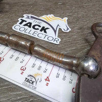 Curved LS Mullen Mouth Western Bit, Center Roller, Chain, Tooled Sides *gc, rubs, clean, rusty, stains
