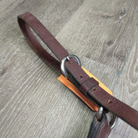 1" Wide Thick Soft Leather & Engraved Silver Breastcollar *xc/vgc, mnr dirt, creases
