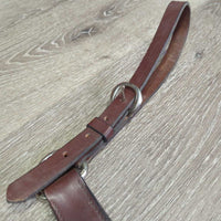 1" Wide Thick Soft Leather & Engraved Silver Breastcollar *xc/vgc, mnr dirt, creases

