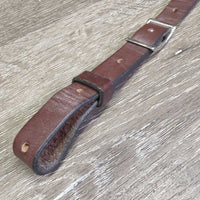1" Wide Thick Soft Leather & Engraved Silver Breastcollar *xc/vgc, mnr dirt, creases
