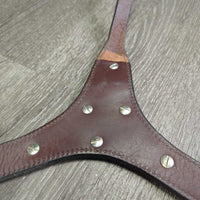 1" Wide Thick Soft Leather & Engraved Silver Breastcollar *xc/vgc, mnr dirt, creases
