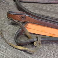 Thick Double Leather Split Reins, 1 lace *gc, mnr dirt, stains, rubs & creases
