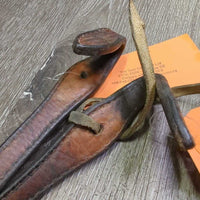 Thick Double Leather Split Reins, 1 lace *gc, mnr dirt, stains, rubs & creases
