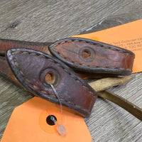 Thick Double Leather Split Reins, 1 lace *gc, mnr dirt, stains, rubs & creases
