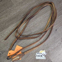 Leather Split Reins, chicago screws *gc, stains, rubs, scrapes, stiff, creases
