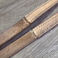 Leather Split Reins, chicago screws *gc, stains, rubs, scrapes, stiff, creases
