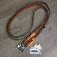 Pr Flat Leather Barrel - Roper Loop Reins, 2x snaps, conway buckle *xc/like new, clean, mnr rubs
