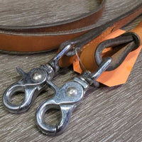 Pr Flat Leather Barrel - Roper Loop Reins, 2x snaps, conway buckle *xc/like new, clean, mnr rubs
