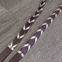 Thick Barrel - Roper Loop Reins, Silver Laces & ties *vgc, clean, mrn frayed & rubbed lace edges
