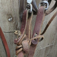 Headstall, 4.75" XLarge Loose Ring Bit, Split Reins *gc, BROKEN Rein End, missing Clip, dirt, scrapes, twists, stains
