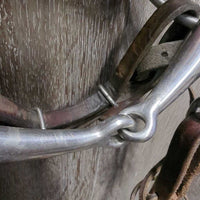 Headstall, 4.75" XLarge Loose Ring Bit, Split Reins *gc, BROKEN Rein End, missing Clip, dirt, scrapes, twists, stains
