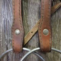 Headstall, 4.75" XLarge Loose Ring Bit, Split Reins *gc, BROKEN Rein End, missing Clip, dirt, scrapes, twists, stains
