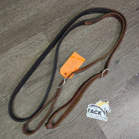 Thick Leather & Soft Rubber Roper - Barrel Loop Reins, 2x Conway Buckles *vgc/gc, clean, mnr stains, scrapes & rubs
