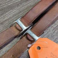 Thick Leather & Soft Rubber Roper - Barrel Loop Reins, 2x Conway Buckles *vgc/gc, clean, mnr stains, scrapes & rubs
