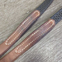 Thick Leather & Soft Rubber Roper - Barrel Loop Reins, 2x Conway Buckles *vgc/gc, clean, mnr stains, scrapes & rubs
