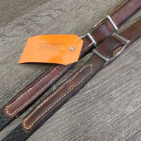 Thick Leather & Soft Rubber Roper - Barrel Loop Reins, 2x Conway Buckles *gc/fair, clean, stains, residue, film, v.creased, ?folds & wavy, xholes
