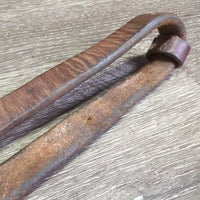 Thick Leather & Soft Rubber Roper - Barrel Loop Reins, 2x Conway Buckles *gc/fair, clean, stains, residue, film, v.creased, ?folds & wavy, xholes
