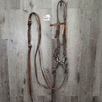 Headstall, 5" Bit, Split Reins, Chin Strap *gc, dirt, broken bit, v.knotted reins
