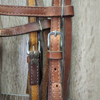 Headstall, 5" Bit, Split Reins, Chin Strap *gc, dirt, broken bit, v.knotted reins
