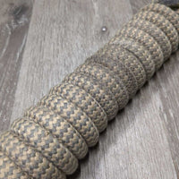 Horsemanship Rope, leather Flapper end *gc/fair, v.dirty, stains, stretched/thin end, knotted
